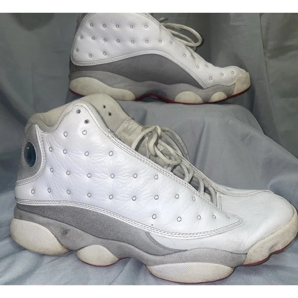Jordan Air Jordan 13 Retro Grey White Red High Top Leather Sneaker Mens 9